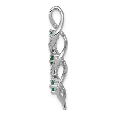 14K White Gold 1/15 ct tw Emerald & Diamond Slide Pendant – view 2