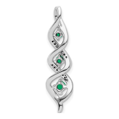 14K White Gold 1/15 ct tw Emerald & Diamond Slide Pendant – view 3