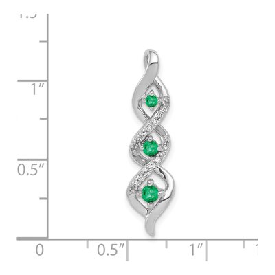 14K White Gold 1/15 ct tw Emerald & Diamond Slide Pendant – view 4