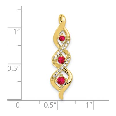 10K Yellow Gold 1/15 ct tw Ruby & Diamond Twisted Slide Pendant – view 3
