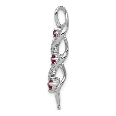 14K White Gold 1/15 ct tw Ruby & Diamond Twisted Slide Pendant – view 3