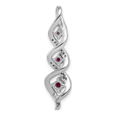 14K White Gold 1/15 ct tw Ruby & Diamond Twisted Slide Pendant – view 4