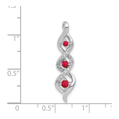 14K White Gold 1/15 ct tw Ruby & Diamond Twisted Slide Pendant – view 5