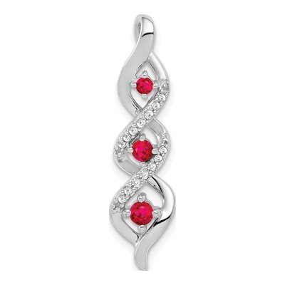 14K White Gold 1/15 ct tw Ruby & Diamond Twisted Slide Pendant