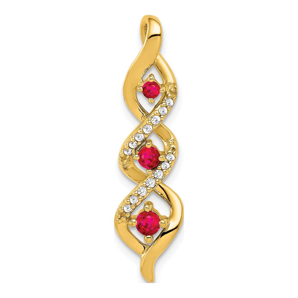 14K Yellow Gold 1/15 ct tw Ruby & Diamond Twisted Slide Pendant