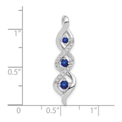 10K White Gold 1/15 ct tw Sapphire & Diamond 3-Stone Slide Pendant – view 3