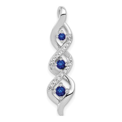 10K White Gold 1/15 ct tw Sapphire & Diamond 3-Stone Slide Pendant