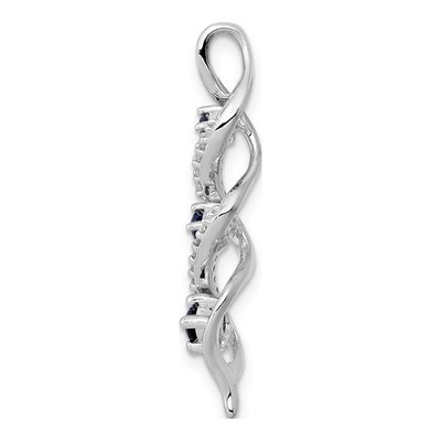 14K White Gold 1/15 ct tw Sapphire & Diamond Twist Slide Pendant – view 3