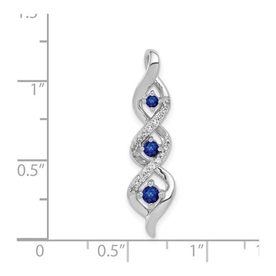 14K White Gold 1/15 ct tw Sapphire & Diamond Twist Slide Pendant – view 5