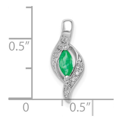 10K White Gold 1/20 ct tw Emerald & Diamond Marquise Pendant – view 3