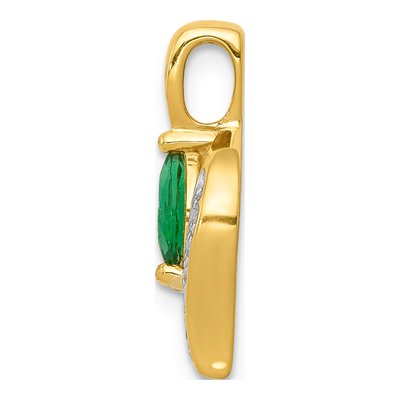 10K Yellow Gold 1/20 ct tw Emerald & Diamond Marquise Pendant – view 2