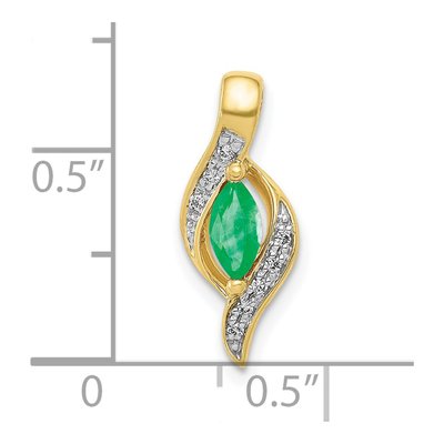 10K Yellow Gold 1/20 ct tw Emerald & Diamond Marquise Pendant – view 3