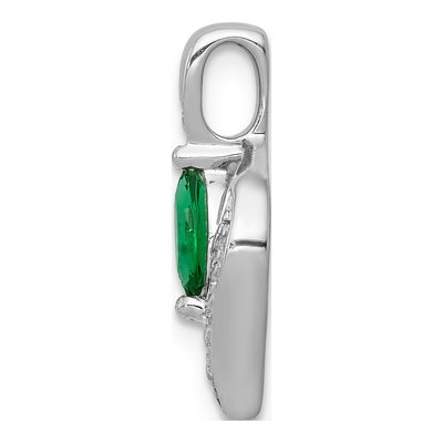 14K White Gold Emerald & Diamond Slide Pendant – view 2