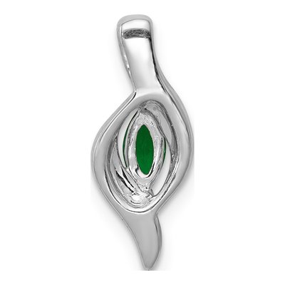 14K White Gold Emerald & Diamond Slide Pendant – view 3