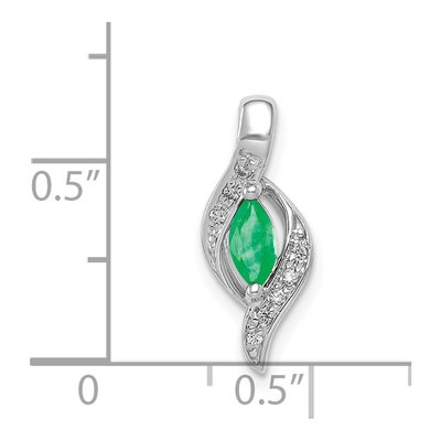 14K White Gold Emerald & Diamond Slide Pendant – view 4