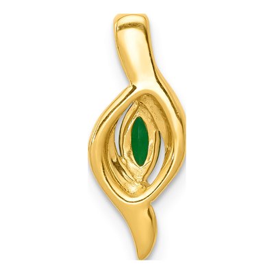 14K Yellow Gold Emerald & Diamond Marquise Slide Pendant – view 4