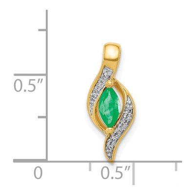 14K Yellow Gold Emerald & Diamond Marquise Slide Pendant – view 5