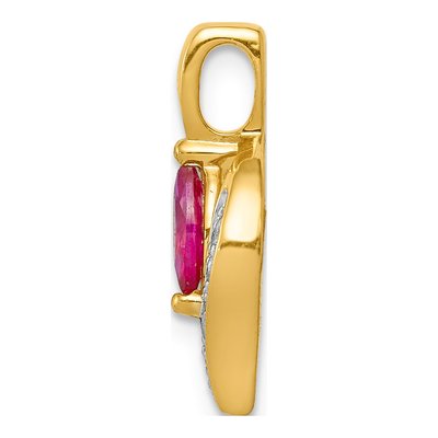 10K Yellow Gold 1/20 ct tw Ruby & Diamond Marquise Pendant – view 3