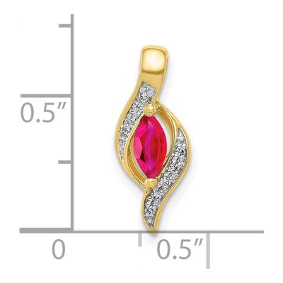 10K Yellow Gold 1/20 ct tw Ruby & Diamond Marquise Pendant – view 4