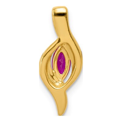 10K Yellow Gold 1/20 ct tw Ruby & Diamond Marquise Pendant – view 5