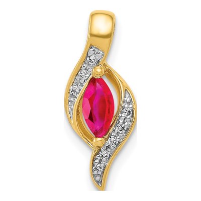 10K Yellow Gold 1/20 ct tw Ruby & Diamond Marquise Pendant