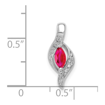 14K White Gold Ruby & Diamond Marquise Slide Pendant – view 5