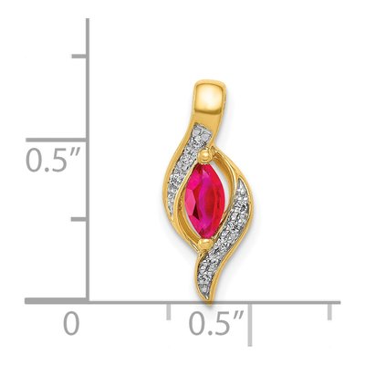 14K Yellow Gold Ruby & Diamond Marquise Slide Pendant – view 5