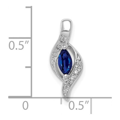 10K White Gold 1/20 ct tw Sapphire & Diamond Marquise Pendant – view 3