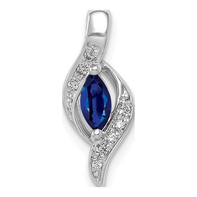 10K White Gold 1/20 ct tw Sapphire & Diamond Marquise Pendant