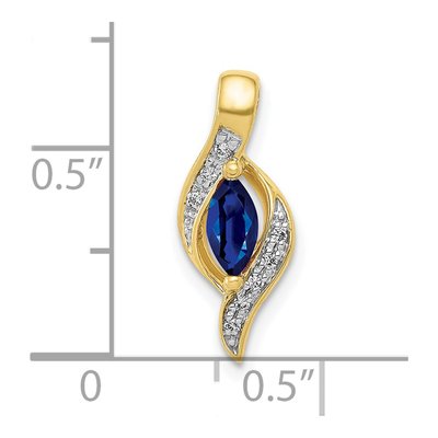 10K Yellow Gold 1/20 ct tw Sapphire & Diamond Marquise Pendant – view 4