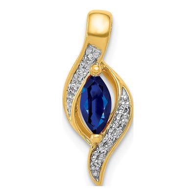 10K Yellow Gold 1/20 ct tw Sapphire & Diamond Marquise Pendant