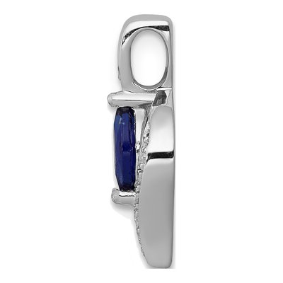 14K White Gold Sapphire & Diamond Marquise Slide Pendant – view 3