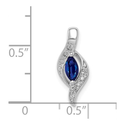 14K White Gold Sapphire & Diamond Marquise Slide Pendant – view 5