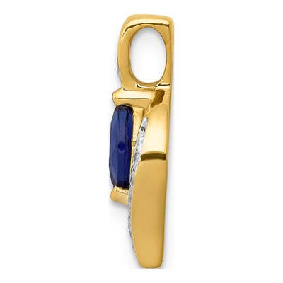 14K Yellow Gold Sapphire & Diamond Marquise Slide Pendant – view 3