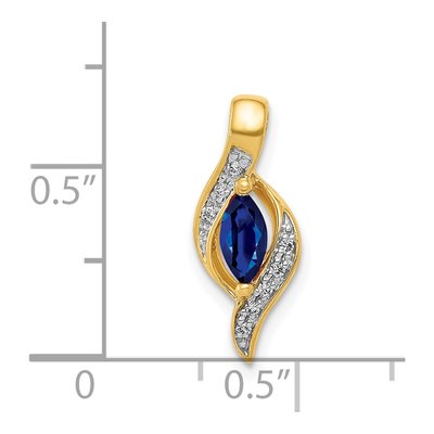 14K Yellow Gold Sapphire & Diamond Marquise Slide Pendant – view 5