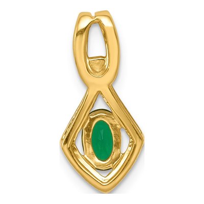 14K Yellow Gold 1/10 ct tw Emerald & Diamond Fancy Pendant – view 3