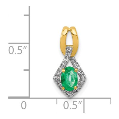 14K Yellow Gold 1/10 ct tw Emerald & Diamond Fancy Pendant – view 4
