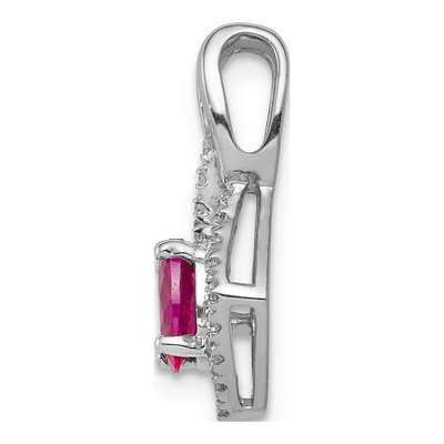 14K White Gold 1/10 ct tw Ruby & Diamond Oval Pendant – view 3