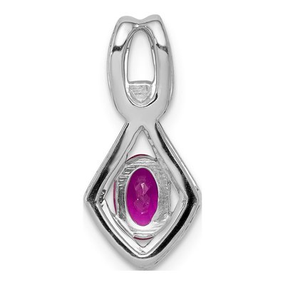 14K White Gold 1/10 ct tw Ruby & Diamond Oval Pendant – view 4