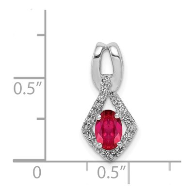 14K White Gold 1/10 ct tw Ruby & Diamond Oval Pendant – view 5