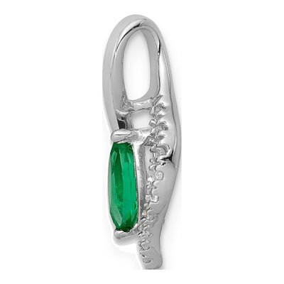 14K White Gold Emerald & Diamond Marquise Slide Pendant – view 2