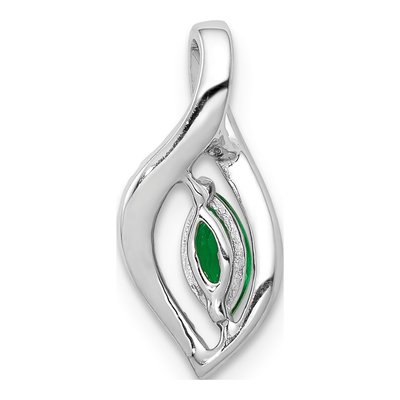 14K White Gold Emerald & Diamond Marquise Slide Pendant – view 3