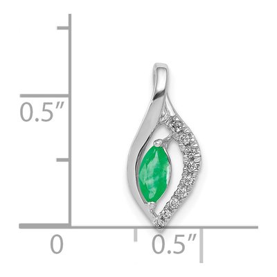 14K White Gold Emerald & Diamond Marquise Slide Pendant – view 4
