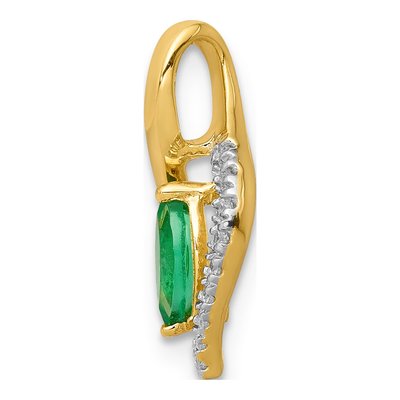 14K Yellow Gold Emerald & Diamond Marquise Slide Pendant – view 2