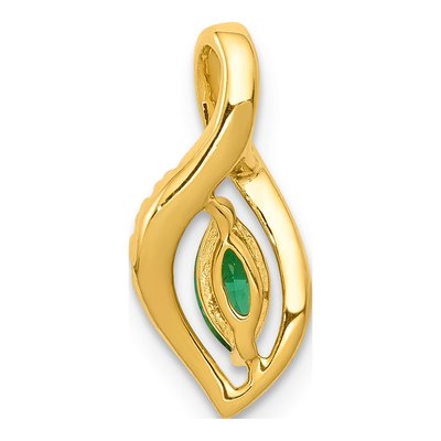 14K Yellow Gold Emerald & Diamond Marquise Slide Pendant – view 3