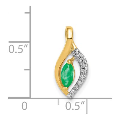 14K Yellow Gold Emerald & Diamond Marquise Slide Pendant – view 4