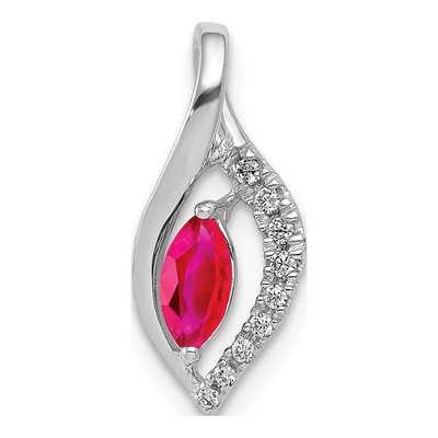 14K White Gold Ruby & Diamond Slide Pendant