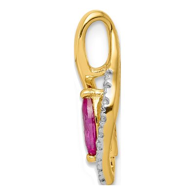 14K Yellow Gold Ruby & Diamond Marquise Slide Pendant – view 3
