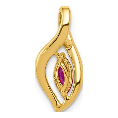 14K Yellow Gold Ruby & Diamond Marquise Slide Pendant – view 4