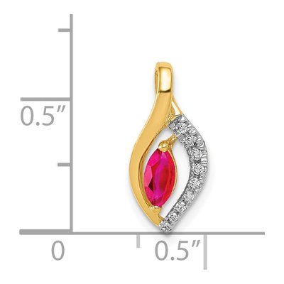 14K Yellow Gold Ruby & Diamond Marquise Slide Pendant – view 5